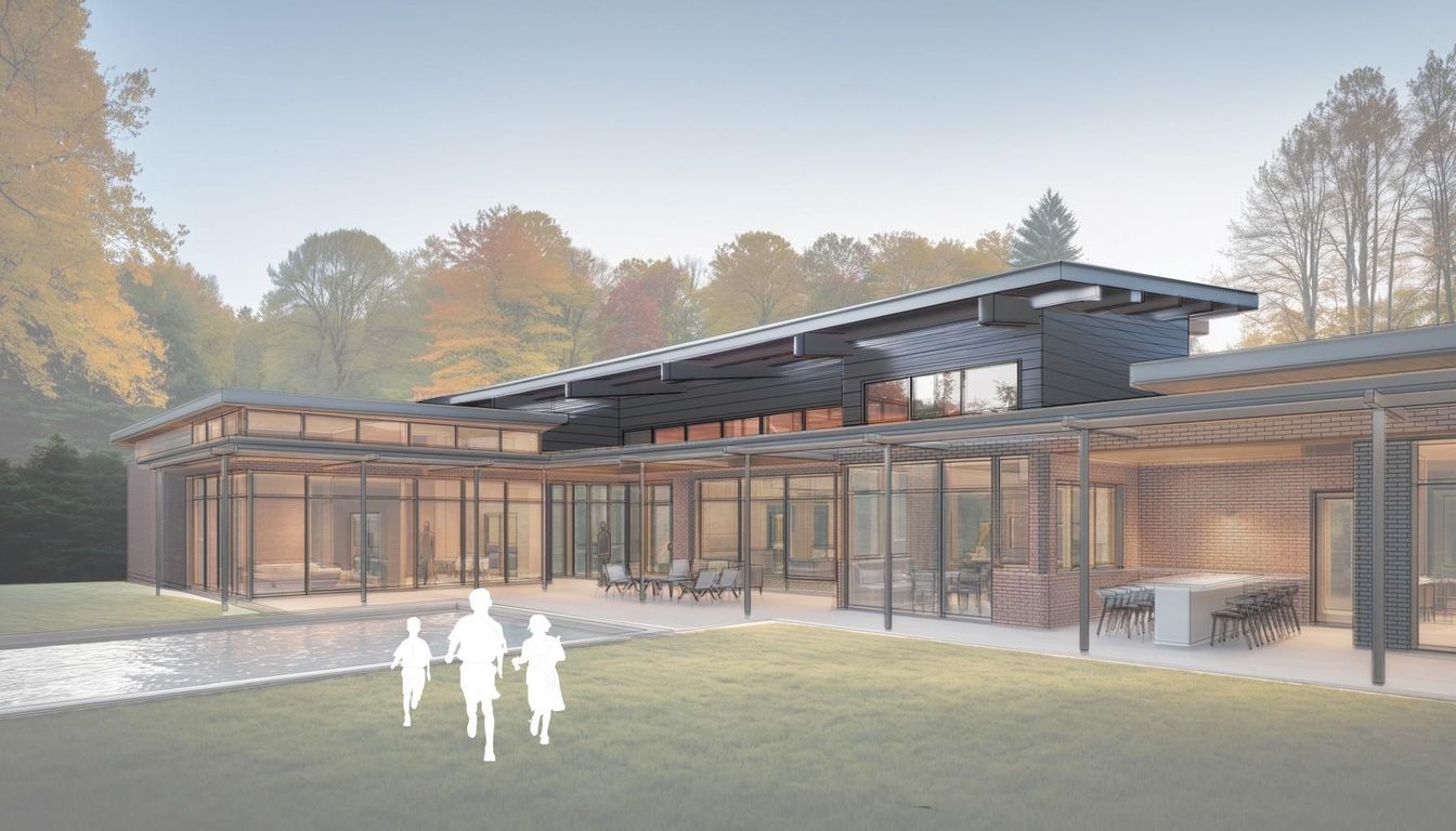 Backyard, Exterior, Facade, Brick Facade, Modern