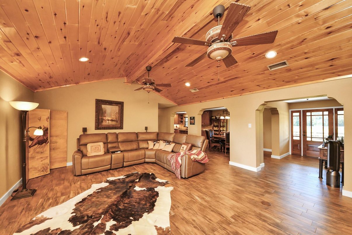 Interior, Living room, Recessed Lighting, Wooden Ceilings, Wood Texture Flooring