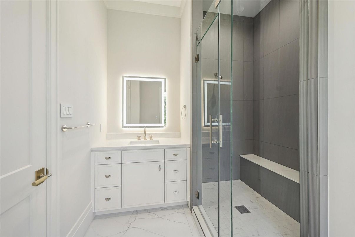 Bathroom, Glass Shower, Interior, Marble