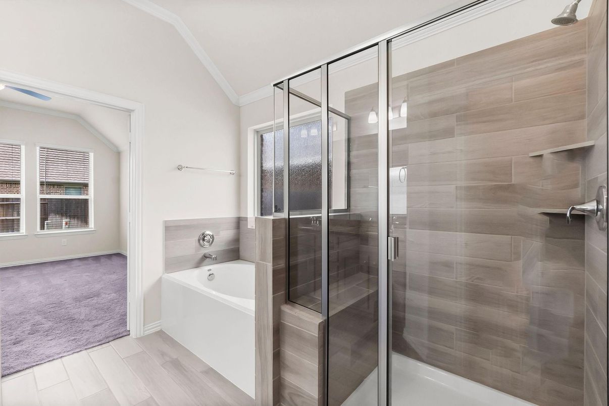 Bathroom, Glass Shower, Interior, Wood Texture Flooring