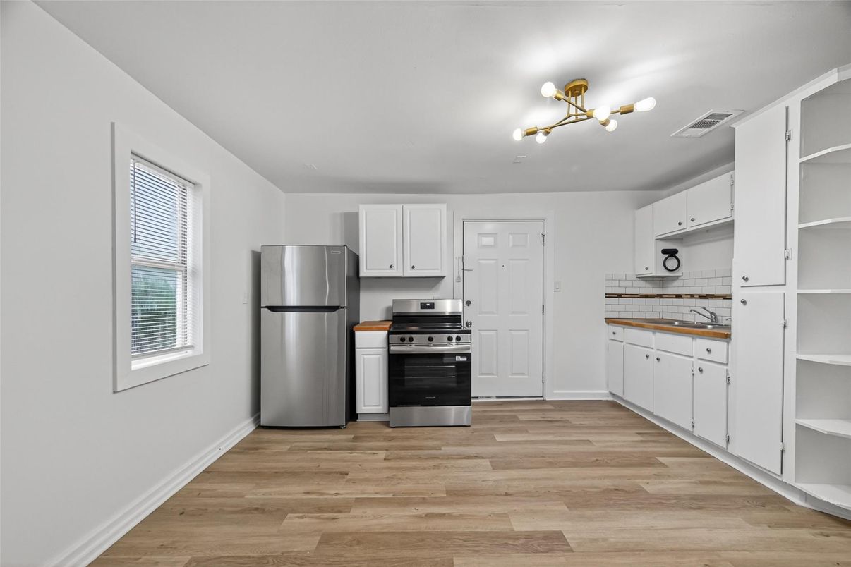 Interior, Kitchen, Stainless Steel Appliances, Wood Texture Flooring