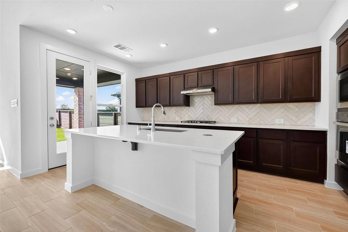 Interior, Kitchen, Recessed Lighting, Wood Texture Flooring