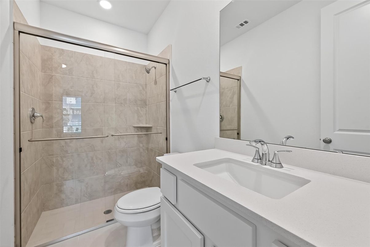 Bathroom, Glass Shower, Interior, Recessed Lighting