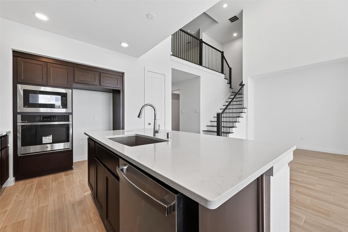 Interior, Kitchen, Recessed Lighting, Wood Texture Flooring