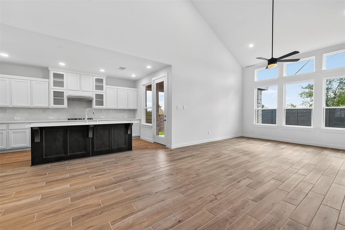 Interior, Kitchen, Recessed Lighting, Wood Texture Flooring