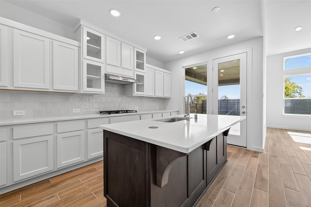 Interior, Kitchen, Recessed Lighting, Wood Texture Flooring
