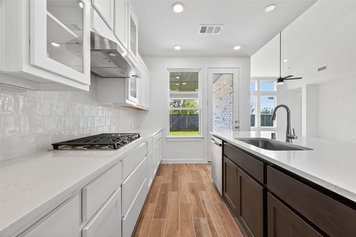 Interior, Kitchen, Recessed Lighting, Wood Texture Flooring
