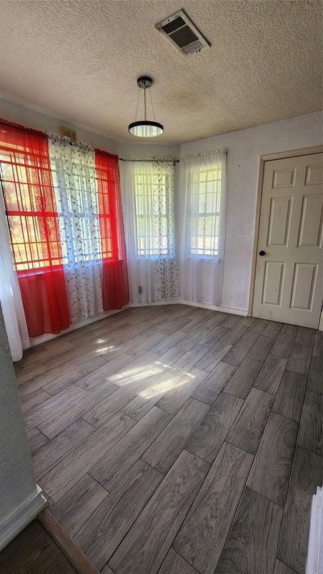 Empty room, Interior, Pendant Lights, Wood Texture Flooring