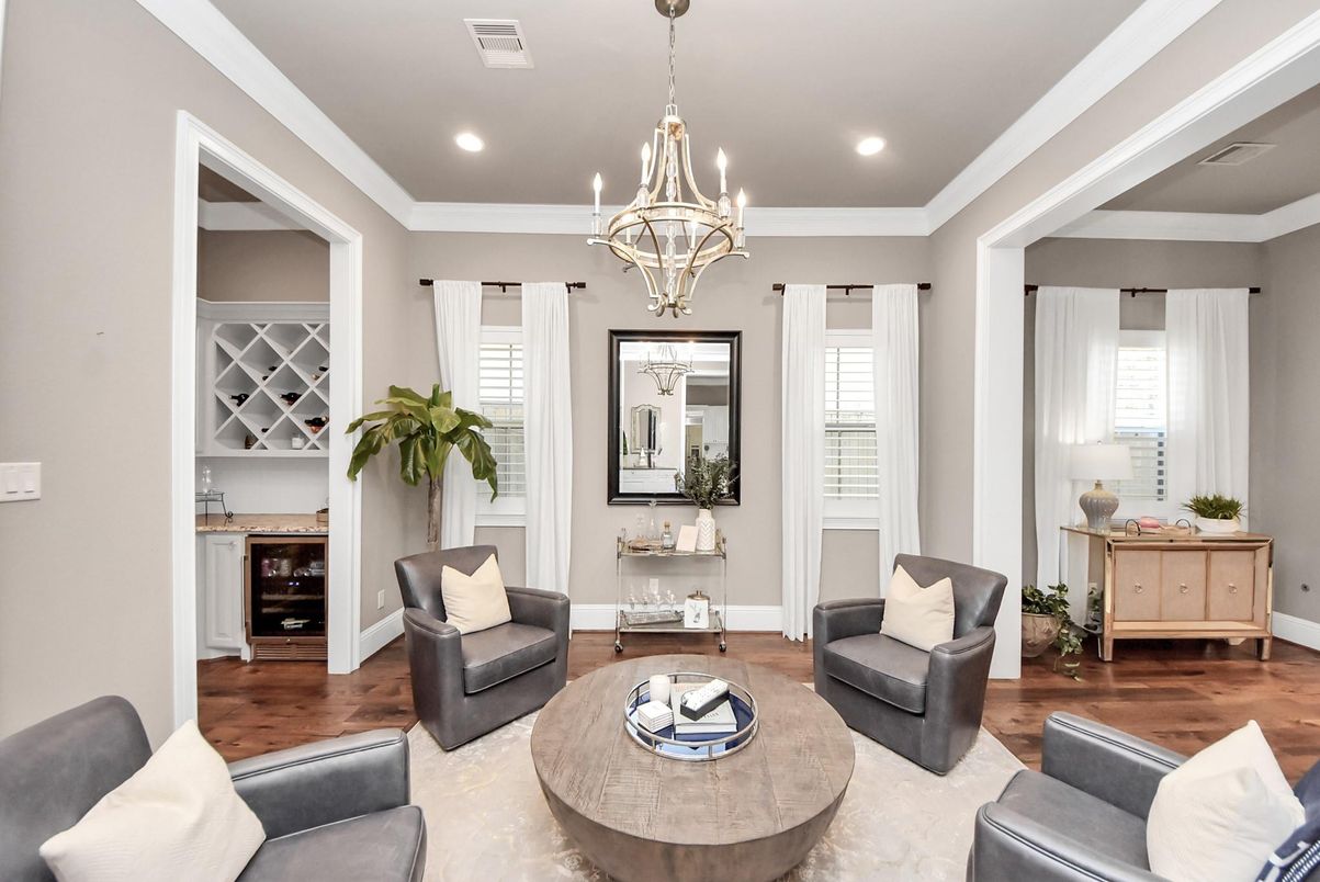 Chandelier, Interior, Living room, Recessed Lighting, Wood Texture Flooring