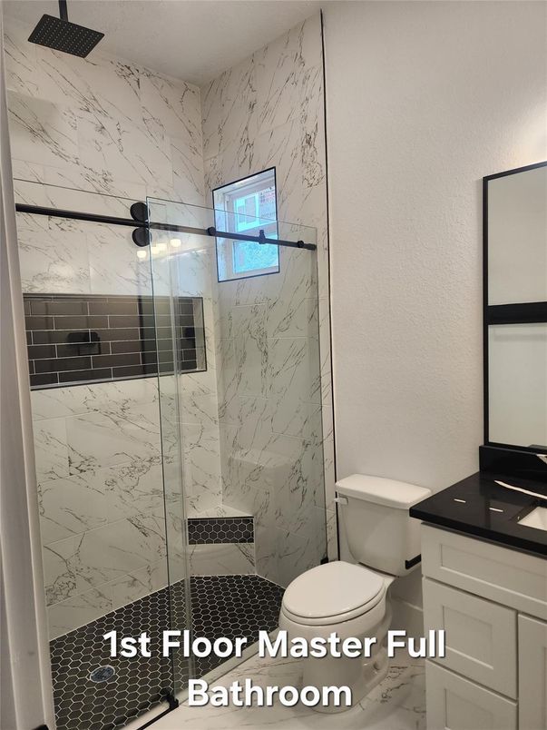 Bathroom, Glass Shower, Interior, Marble Walls