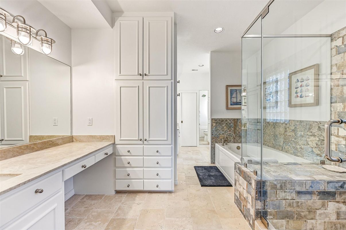 Bathroom, Glass Shower, Interior, Recessed Lighting