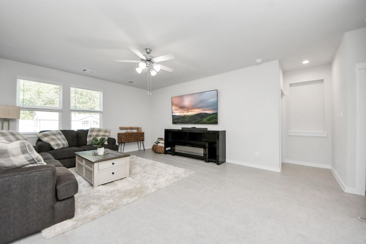 Fireplace, Interior, Living room, Recessed Lighting