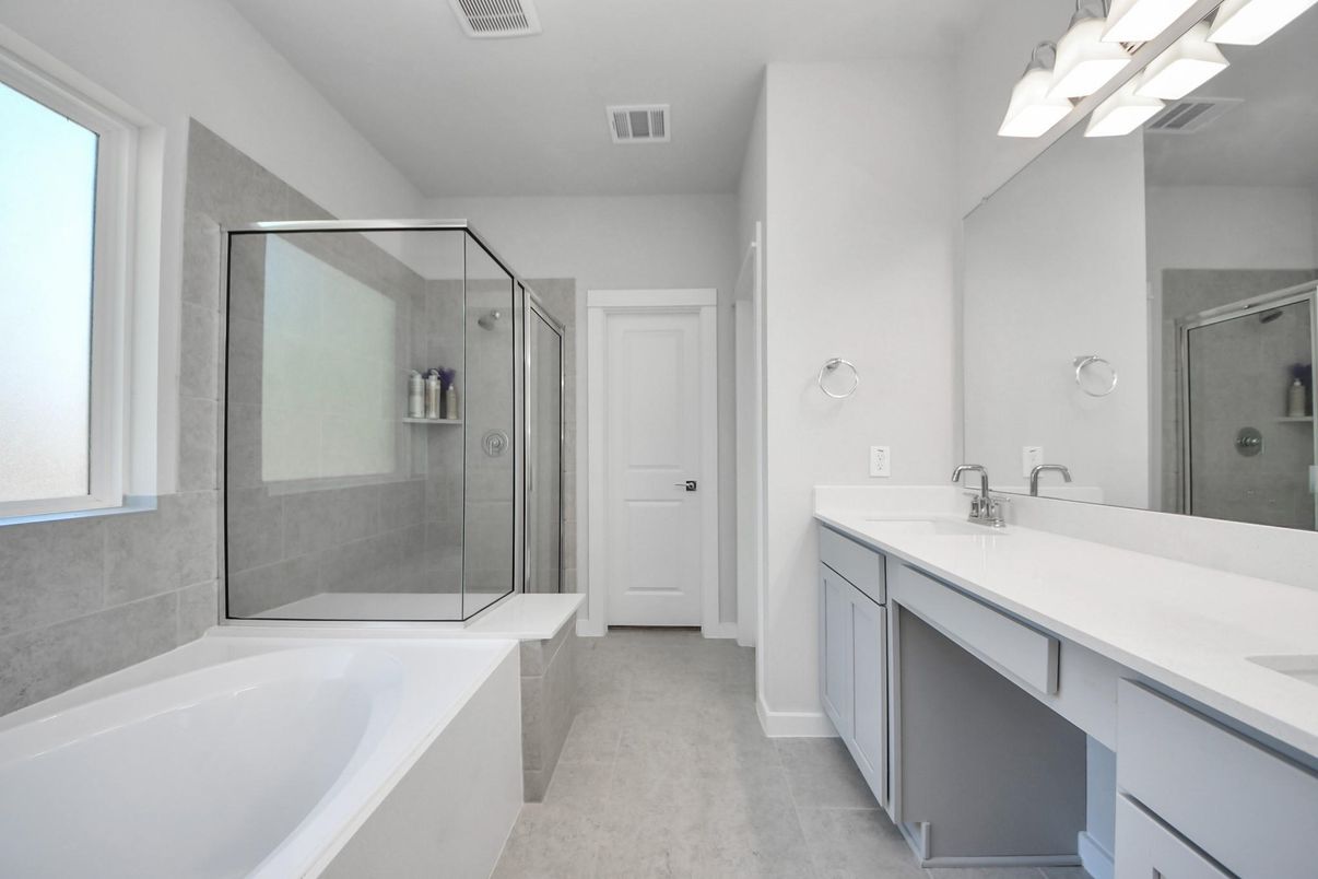 Bathroom, Dual Sink Vanities, Glass Shower, Interior