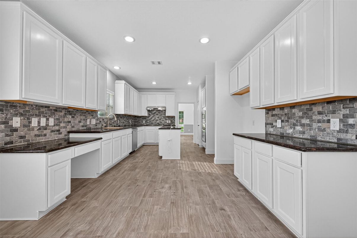 Interior, Kitchen, Recessed Lighting, Wood Texture Flooring