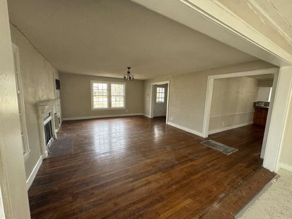 Empty room, Fireplace, Interior, Wood Texture Flooring