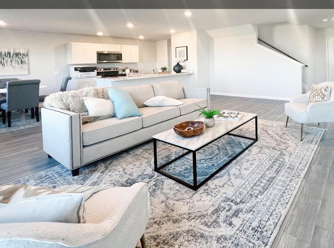 Dining room, Interior, Kitchen, Living room, Recessed Lighting, Stainless Steel Appliances, Wood Texture Flooring