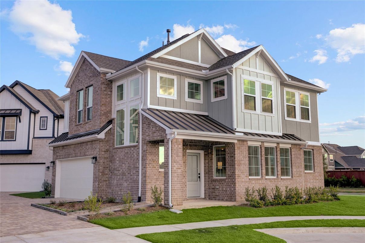 Attached, Exterior, Facade, Brick Facade, Farmhouse