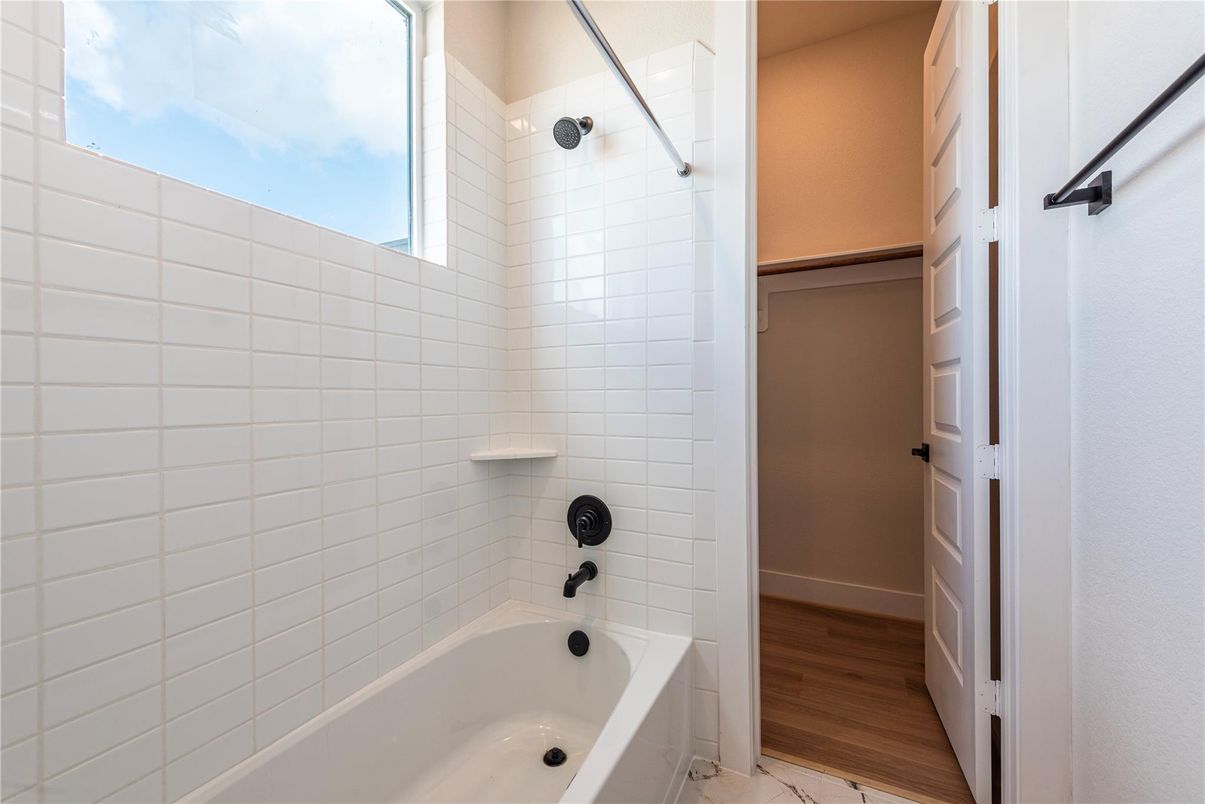 Bathroom, Glass Shower, Interior, Wood Texture Flooring