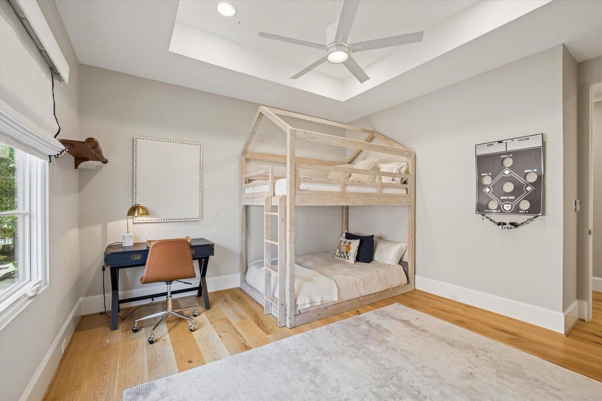 Bedroom, Home Office, Interior, Recessed Lighting, Wood Texture Flooring