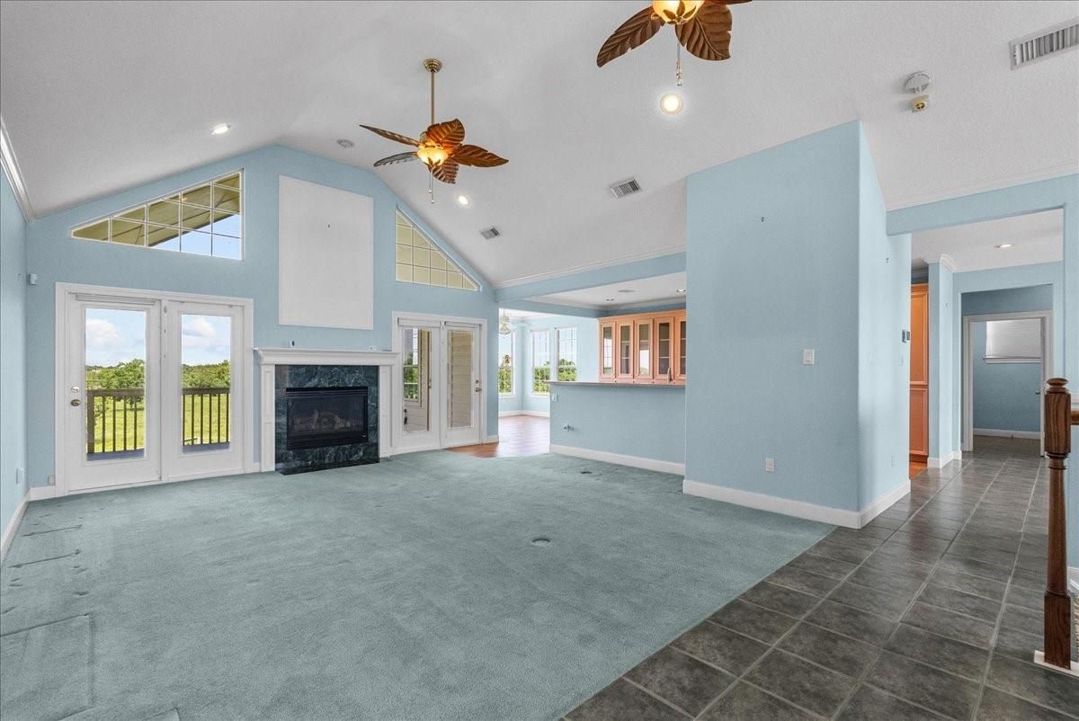 Empty room, Fireplace, Interior, Recessed Lighting