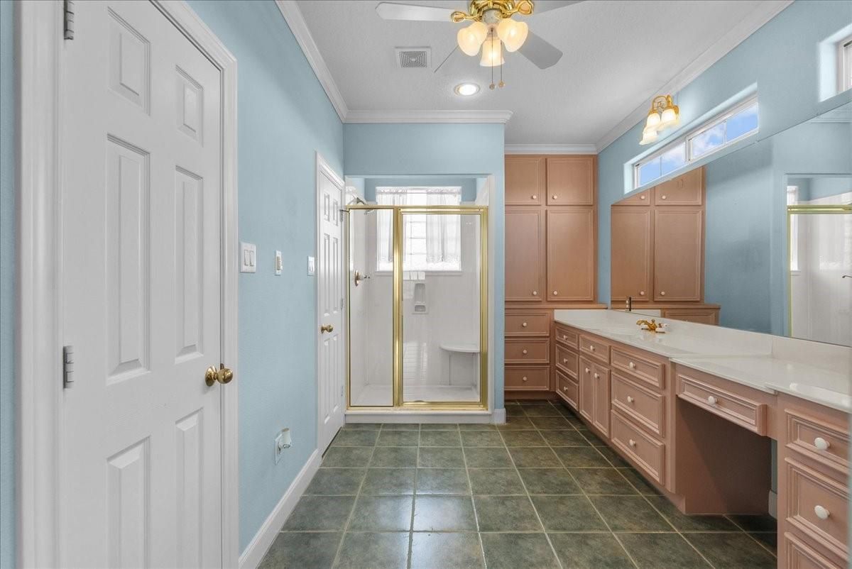 Bathroom, Dual Sink Vanities, Glass Shower, Interior, Recessed Lighting