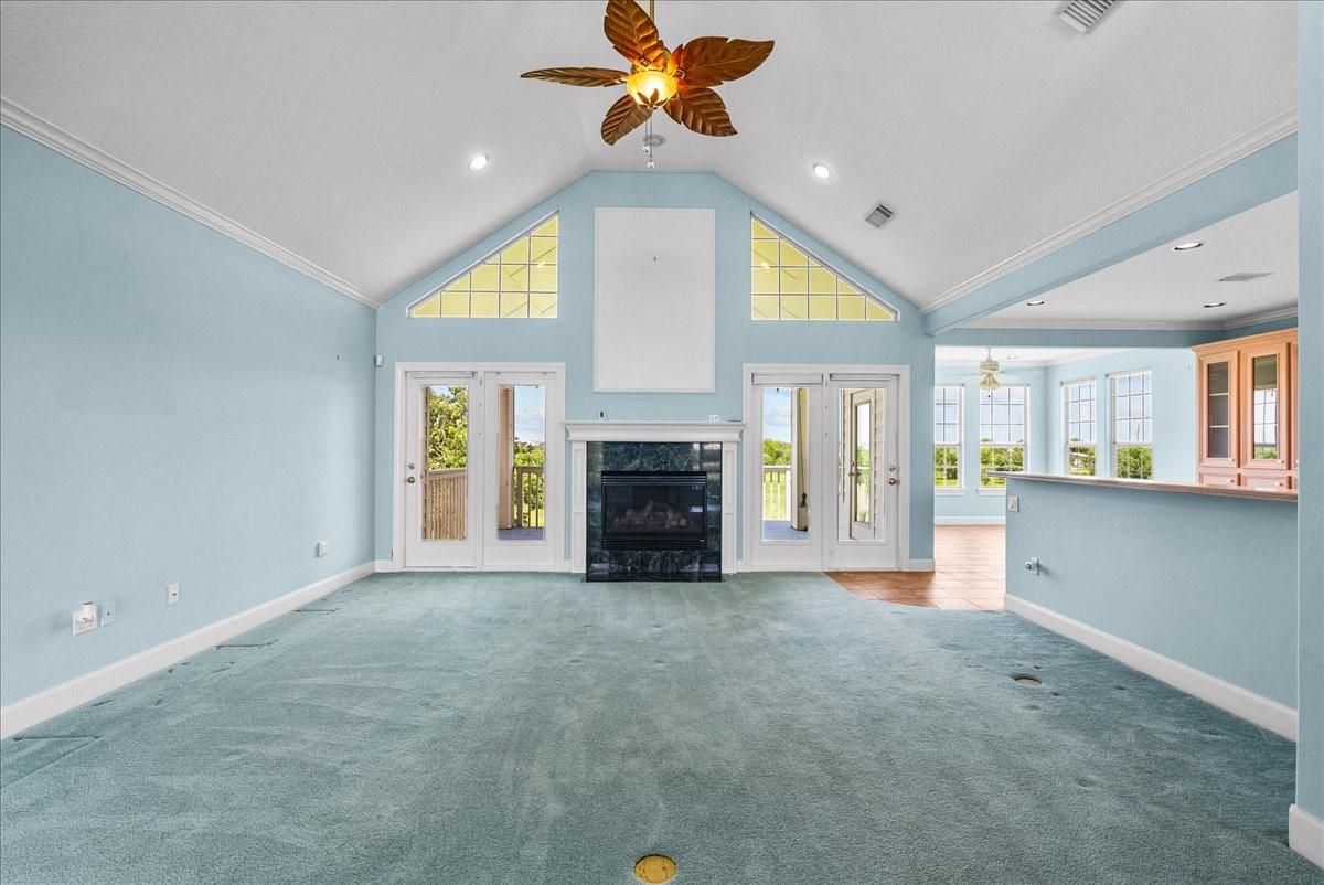 Empty room, Fireplace, Interior, Recessed Lighting