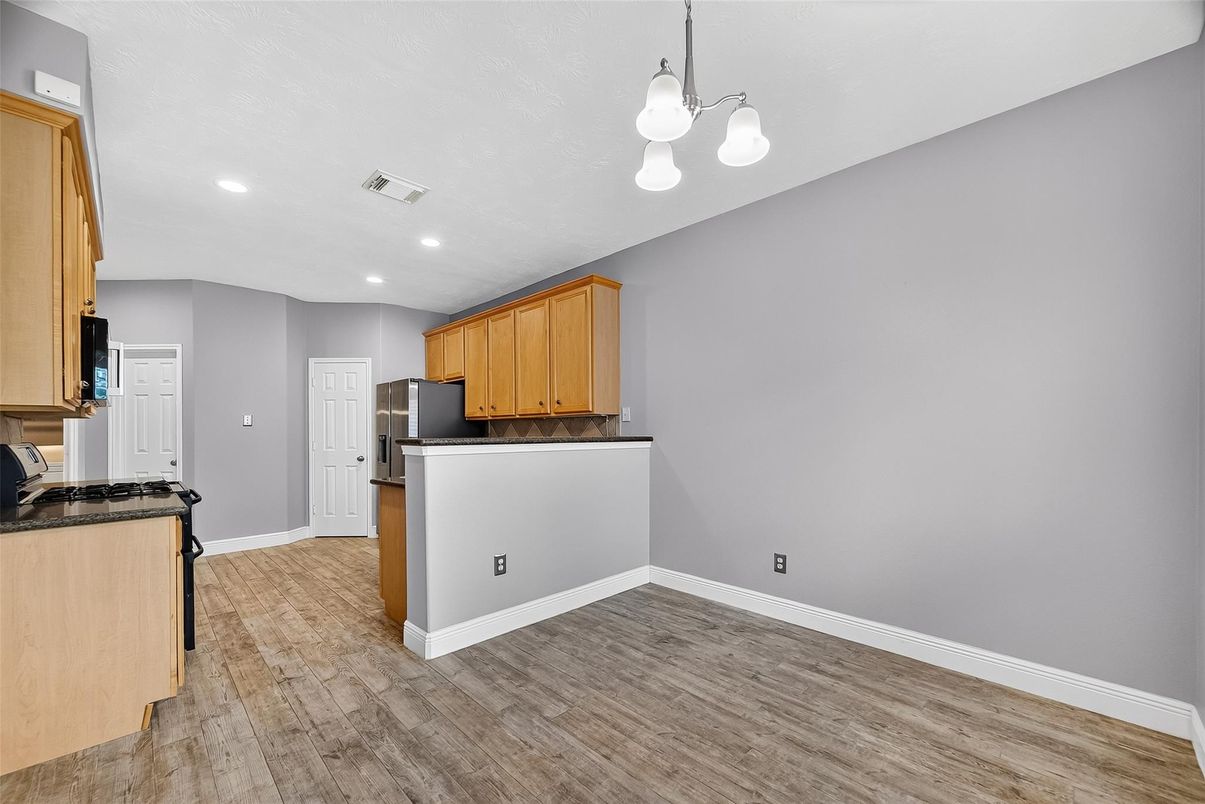 Interior, Kitchen, Recessed Lighting, Wood Texture Flooring