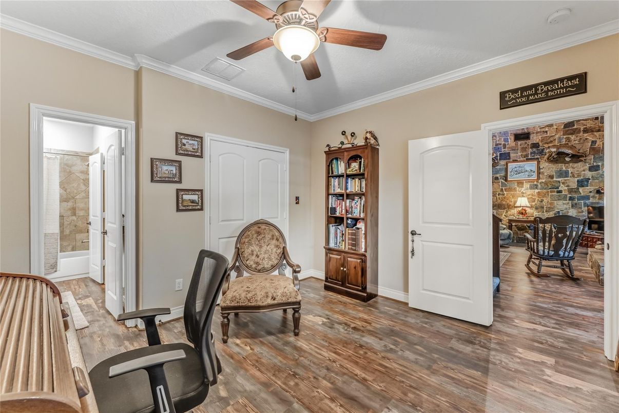 Dining room, Interior, Stone Walls, Wood Texture Flooring