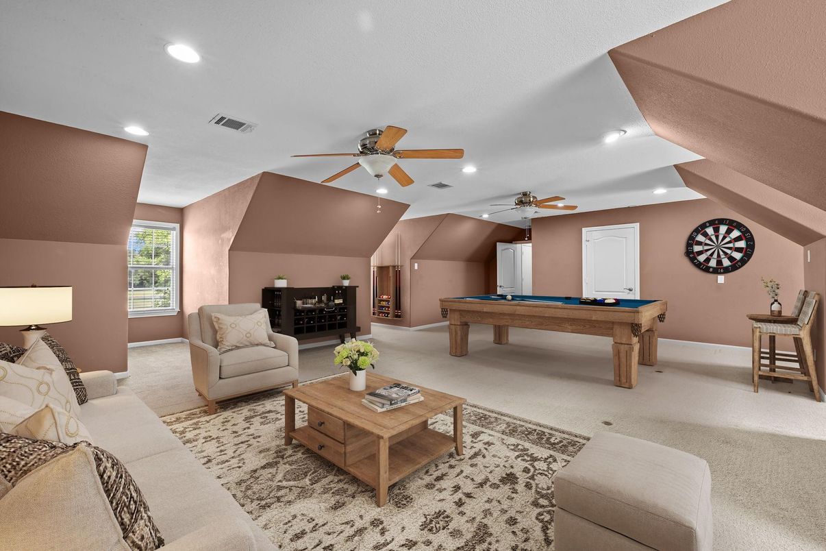 Billiard Table, Game Room, Interior, Living room, Recessed Lighting