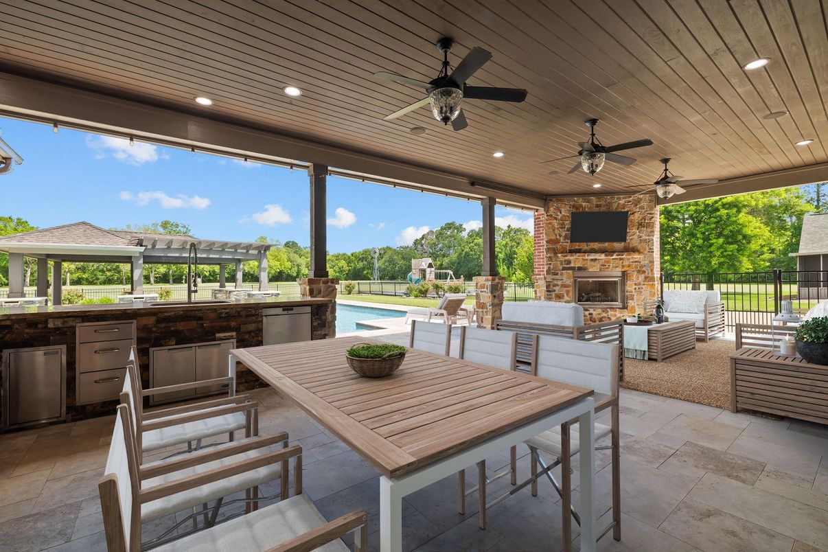Exterior, Fireplace, Outdoor Kitchen, Pool