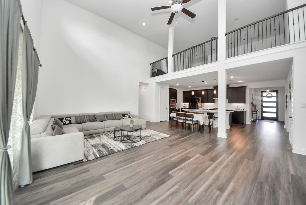 Dining room, Interior, Kitchen, Living room, Pendant Lights, Recessed Lighting, Wood Texture Flooring