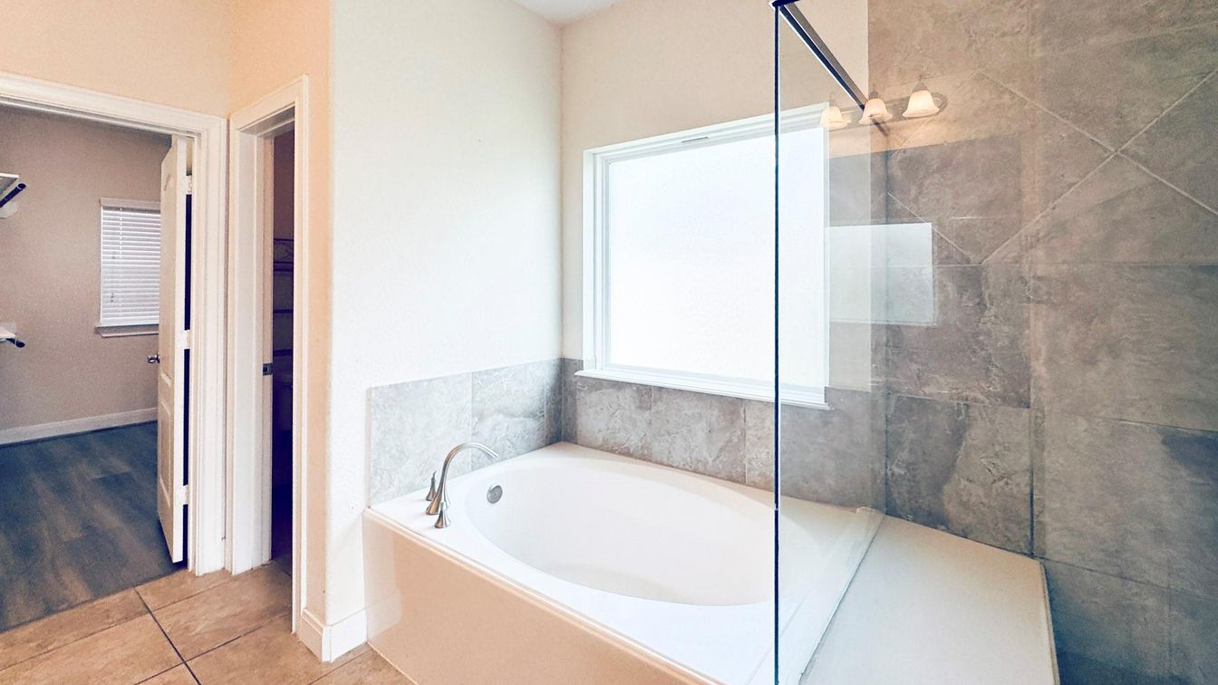 Bathroom, Glass Shower, Interior, Wood Texture Flooring