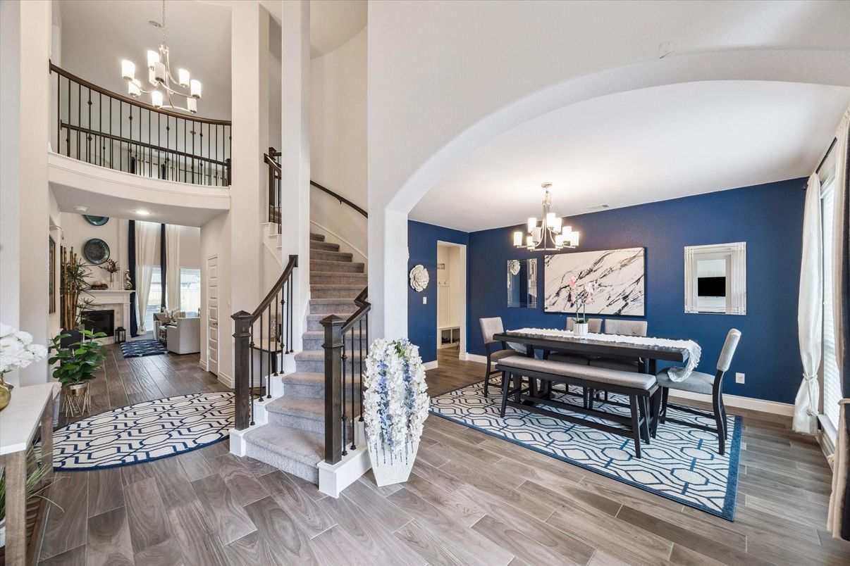 Chandelier, Dining room, Interior, Wood Texture Flooring