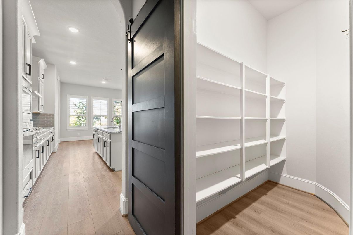 Interior, Kitchen, Recessed Lighting, Wood Texture Flooring