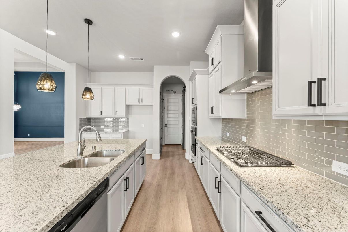 Interior, Kitchen, Pendant Lights, Recessed Lighting, Wood Texture Flooring
