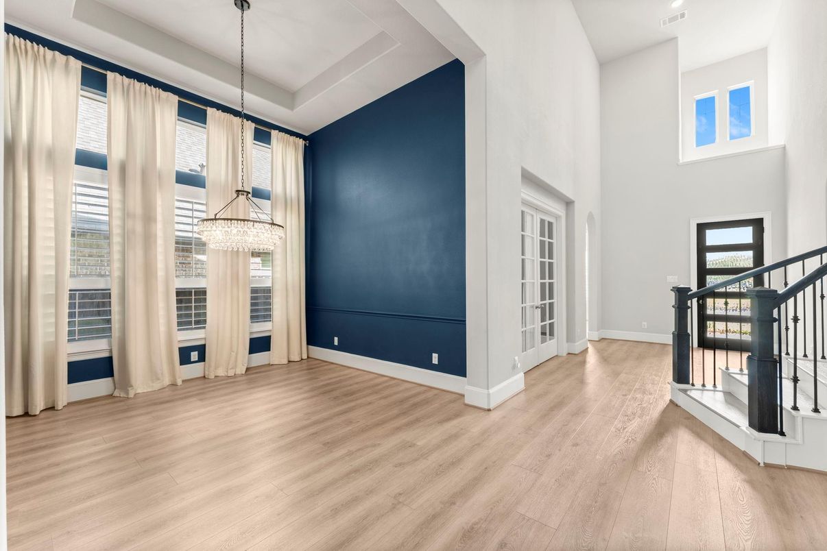 Chandelier, Empty room, Interior, Pendant Lights, Wood Texture Flooring