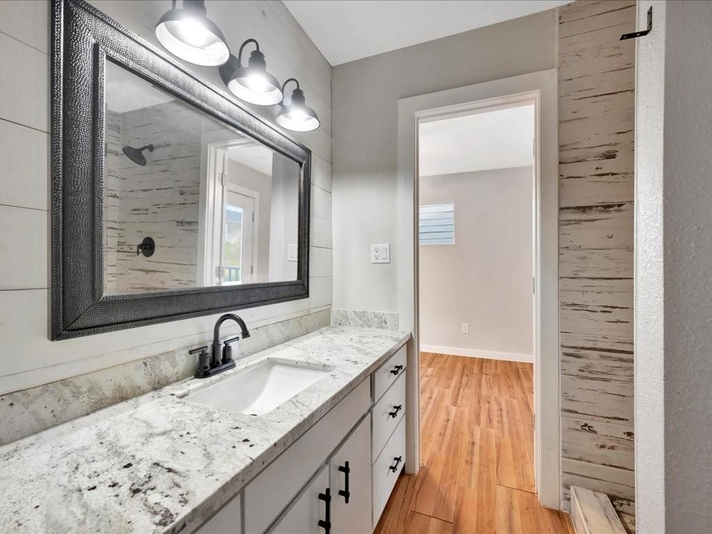 Bathroom, Dual Sink Vanities, Interior, Wood Texture Flooring