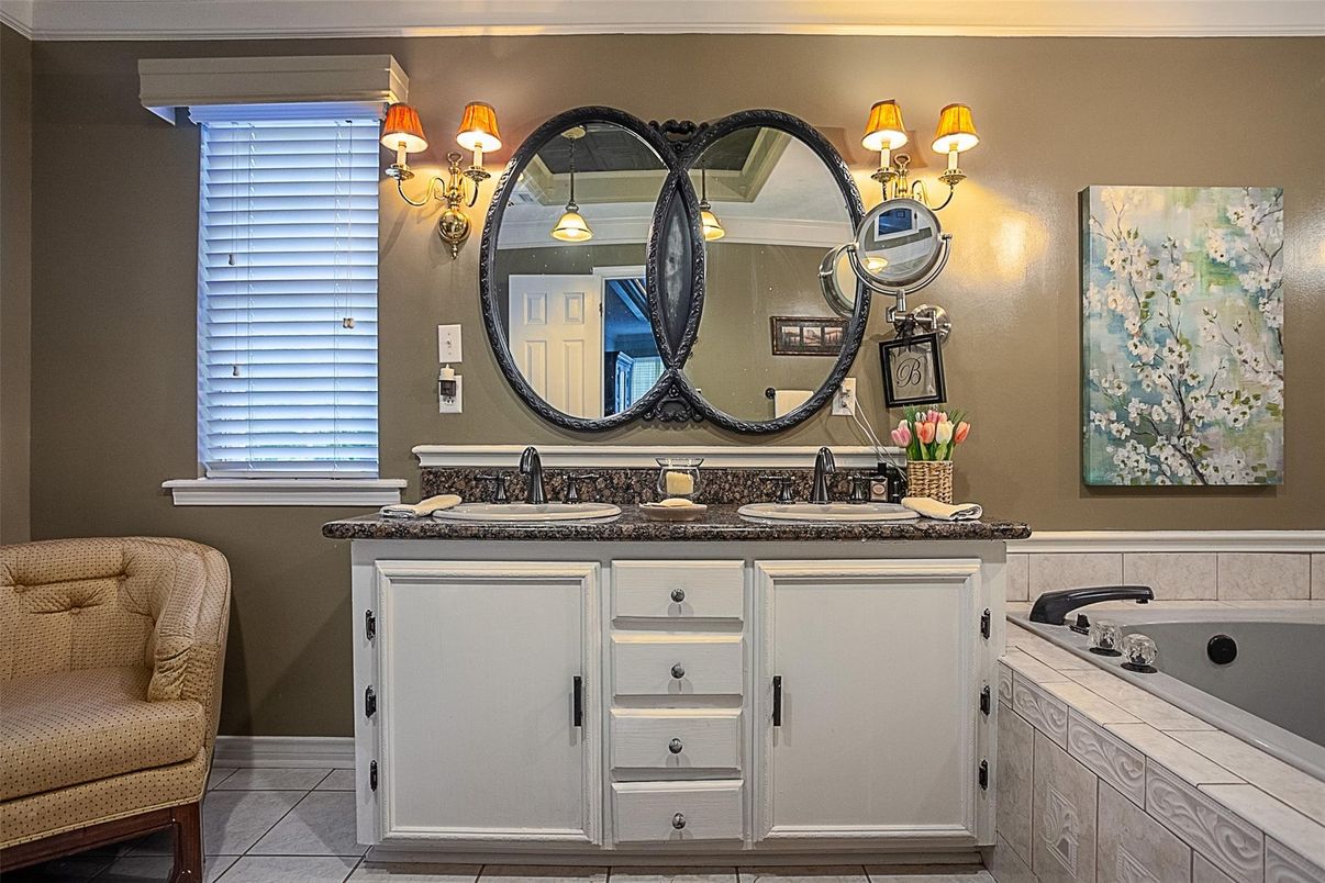 Bathroom, Dual Sink Vanities, Interior, Tile Countertops