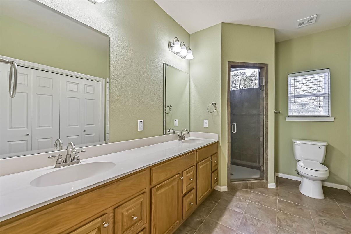 Bathroom, Dual Sink Vanities, Glass Shower, Interior