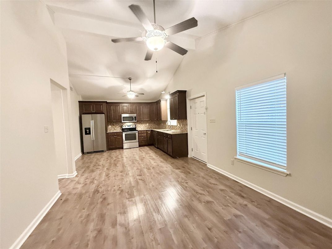 Interior, Kitchen, Stainless Steel Appliances, Wood Texture Flooring
