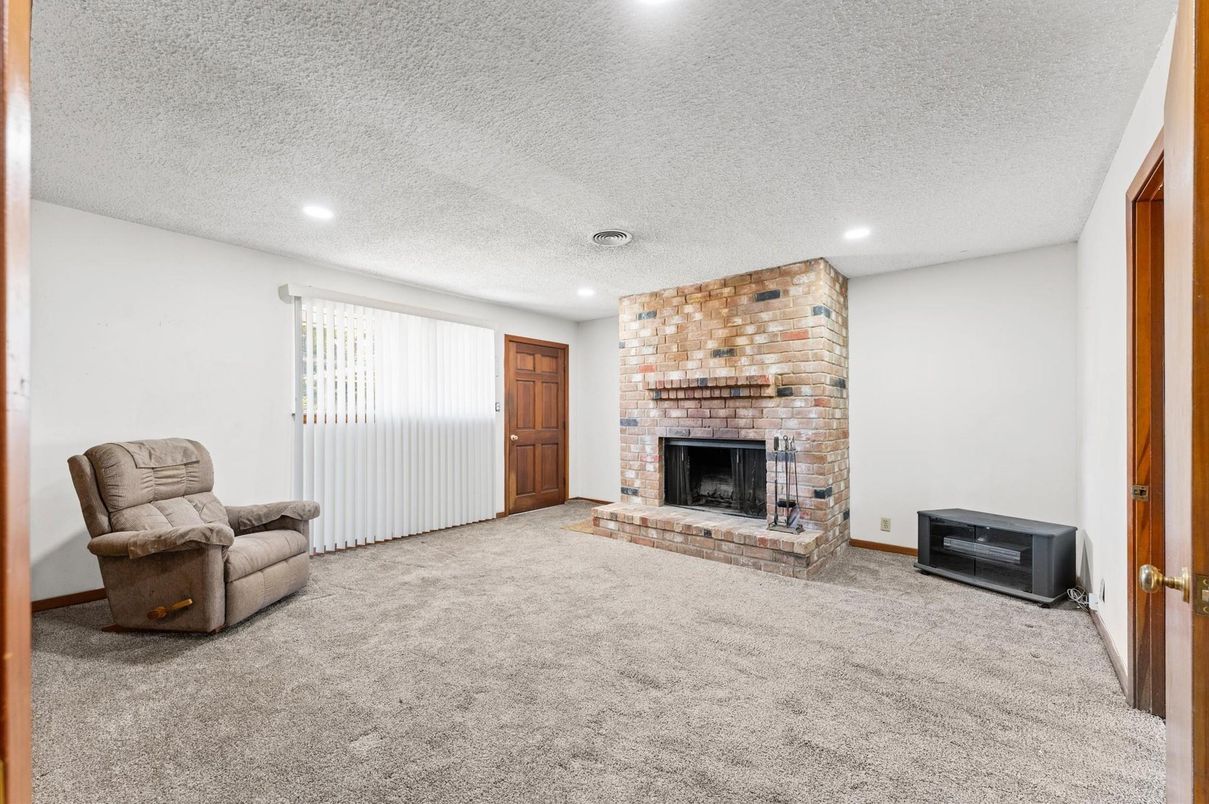 Fireplace, Interior, Recessed Lighting, Stone Walls