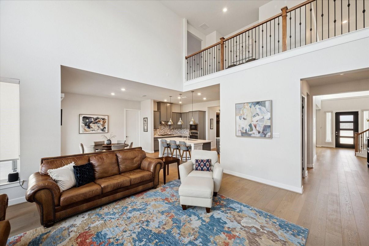 Dining room, Interior, Kitchen, Living room, Pendant Lights, Recessed Lighting, Wood Texture Flooring