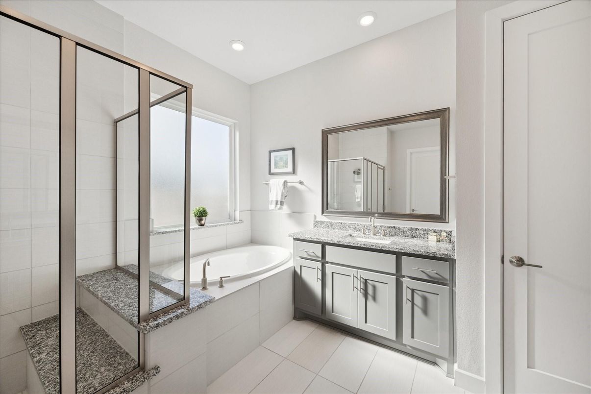 Bathroom, Glass Shower, Interior, Recessed Lighting