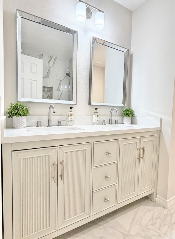 Bathroom, Dual Sink Vanities, Interior, Marble, Marble Walls