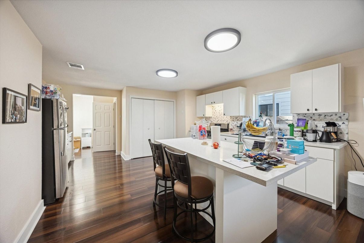 Interior, Kitchen, Recessed Lighting, Wood Texture Flooring