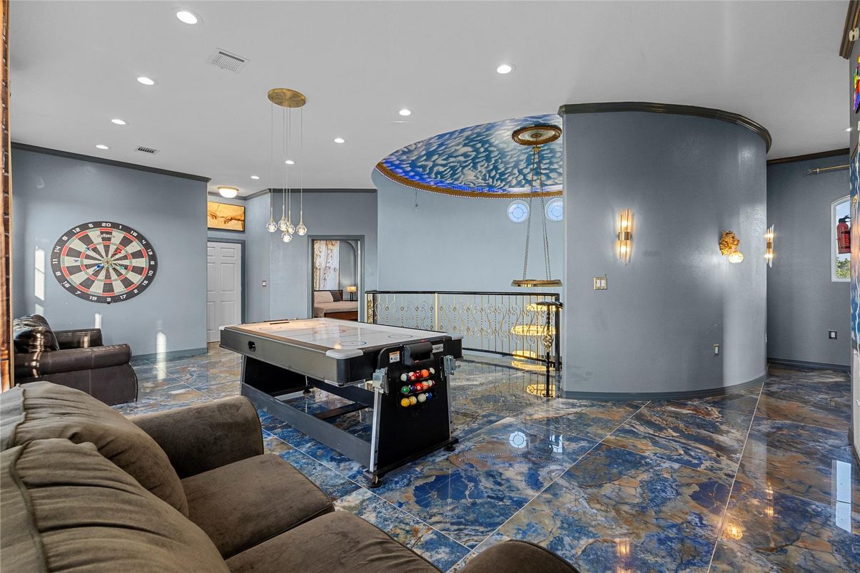 Billiard Table, Game Room, Interior, Pendant Lights, Recessed Lighting