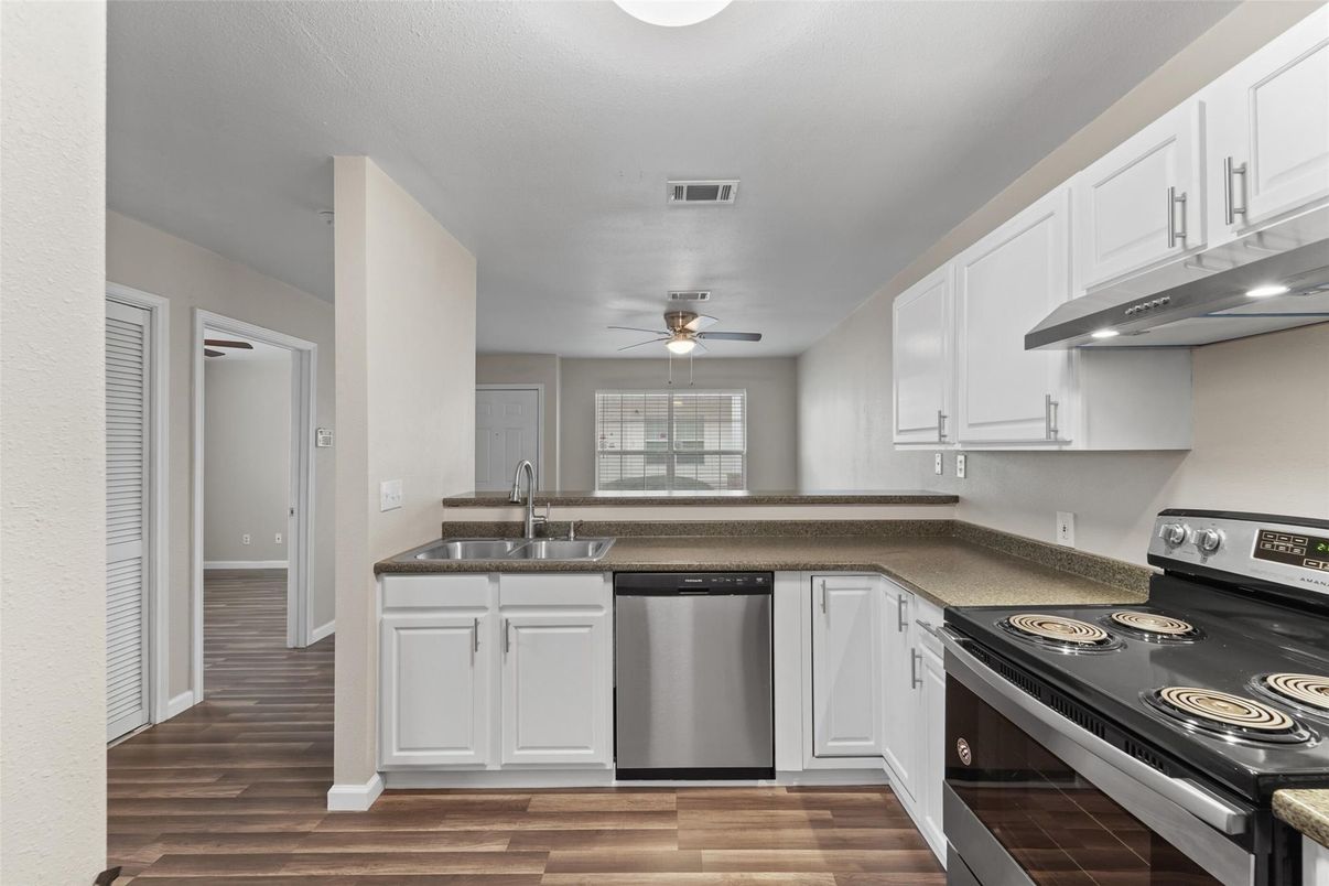Interior, Kitchen, Stainless Steel Appliances, Wood Texture Flooring