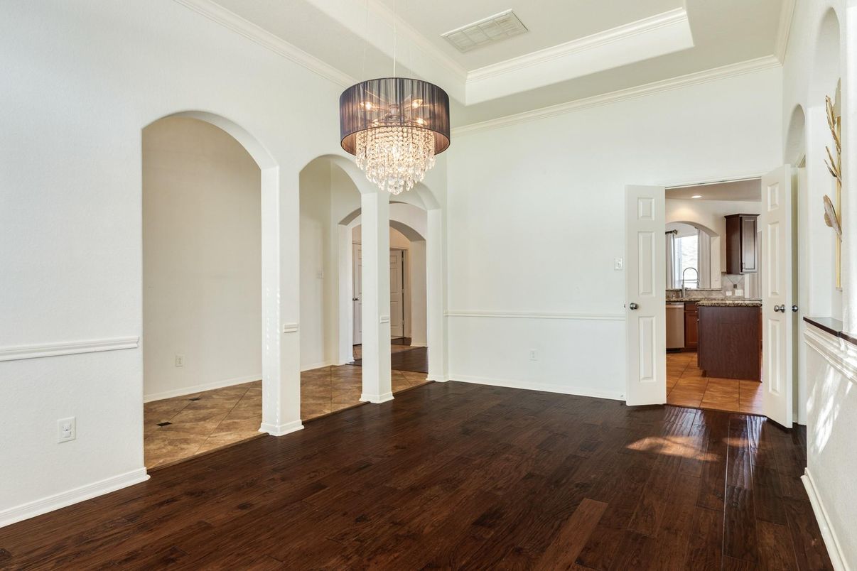 Chandelier, Empty room, Interior, Wood Texture Flooring