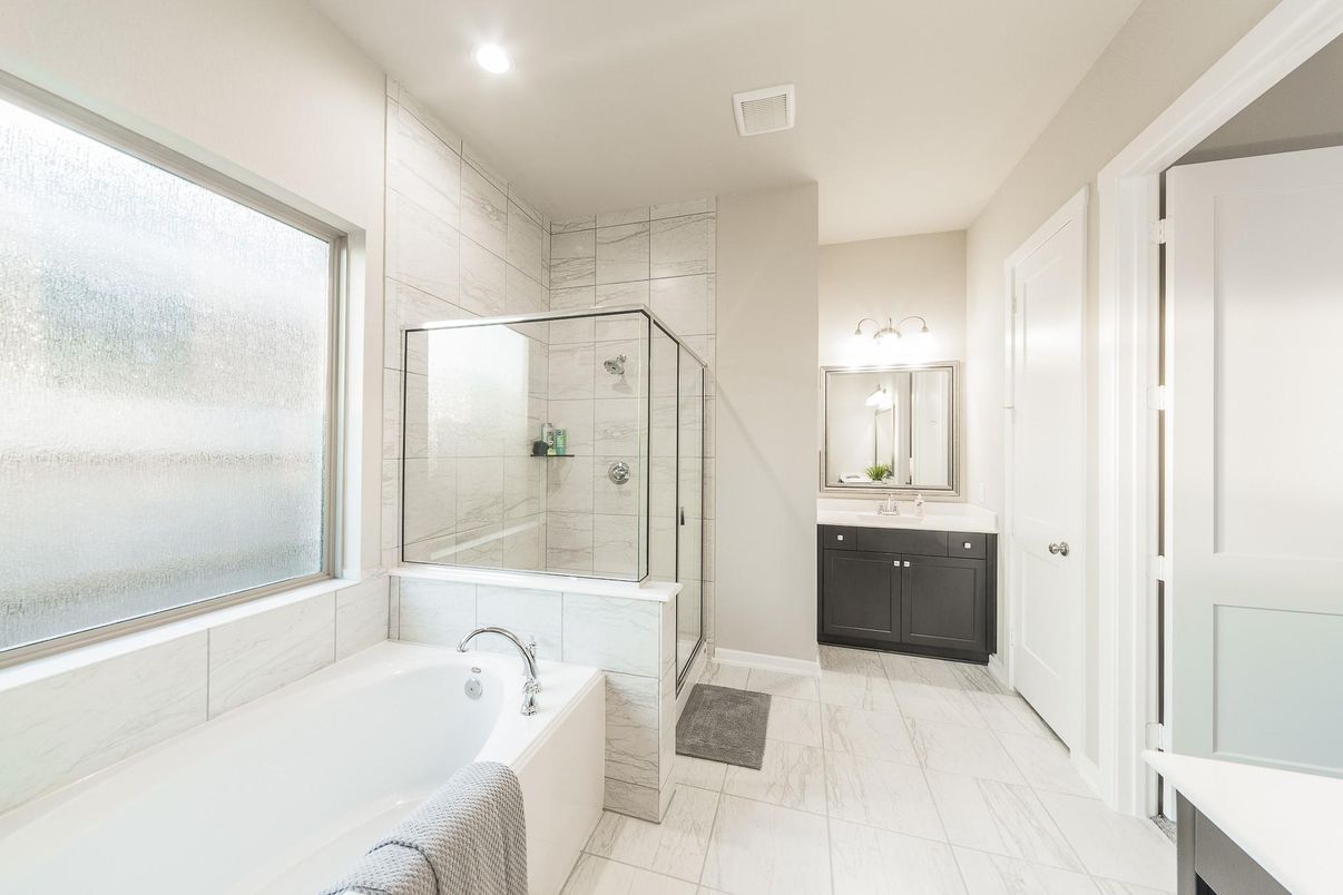 Bathroom, Glass Shower, Interior, Marble, Marble Walls, Recessed Lighting