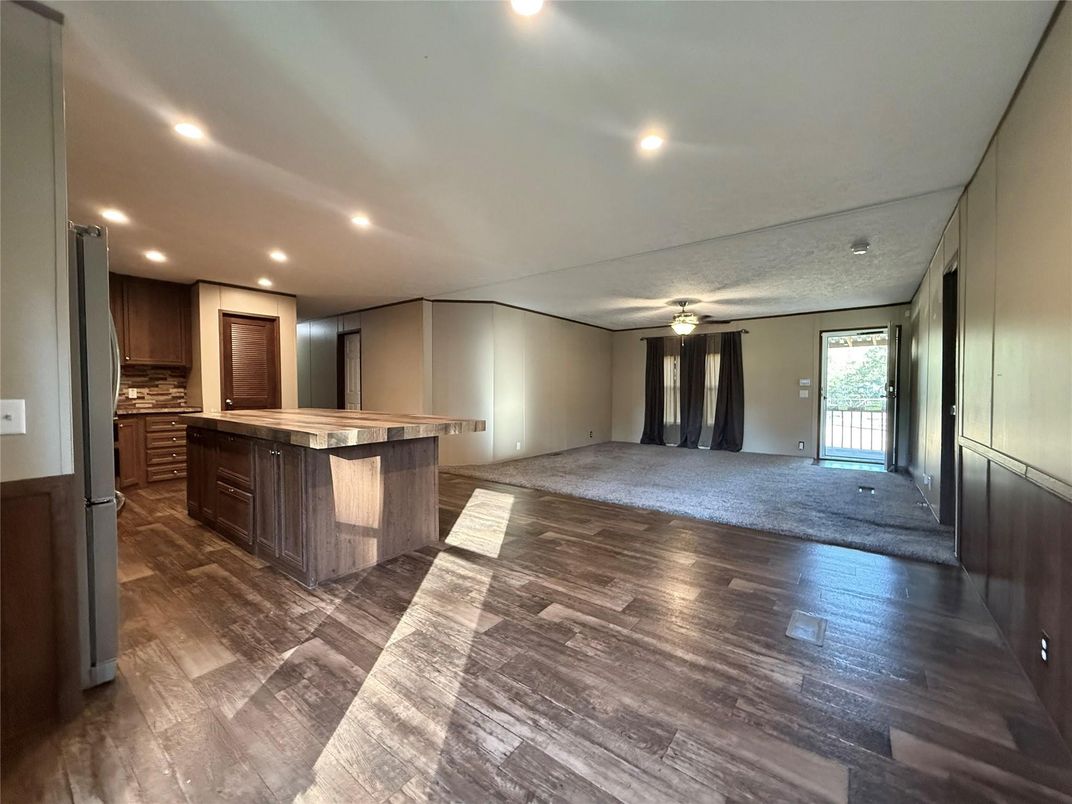 Interior, Kitchen, Recessed Lighting, Wood Texture Flooring